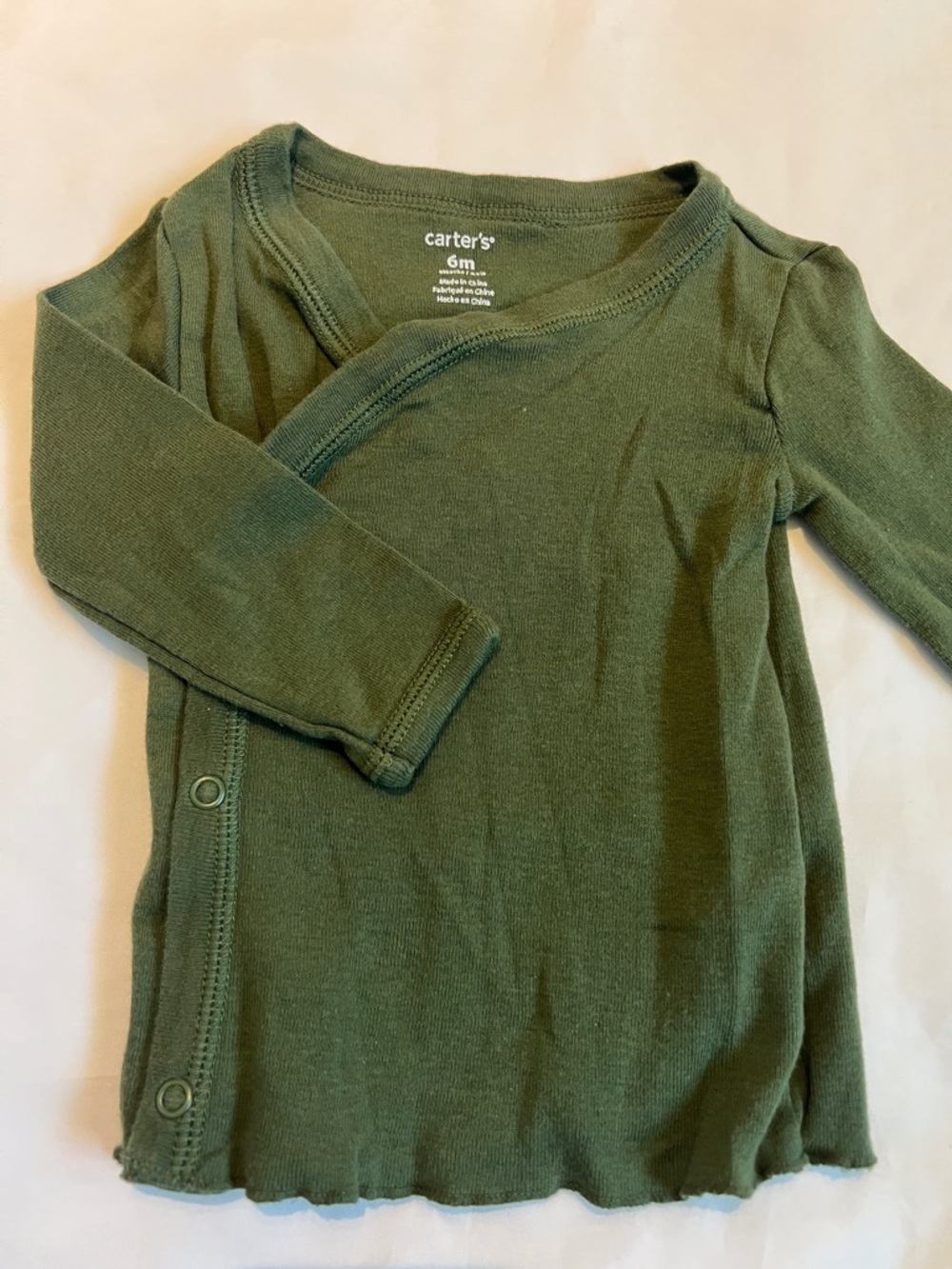 “Bundle 10/$13” Carter's 6M Olive Green Wrap-Style Long Sleeve Tee baby boy